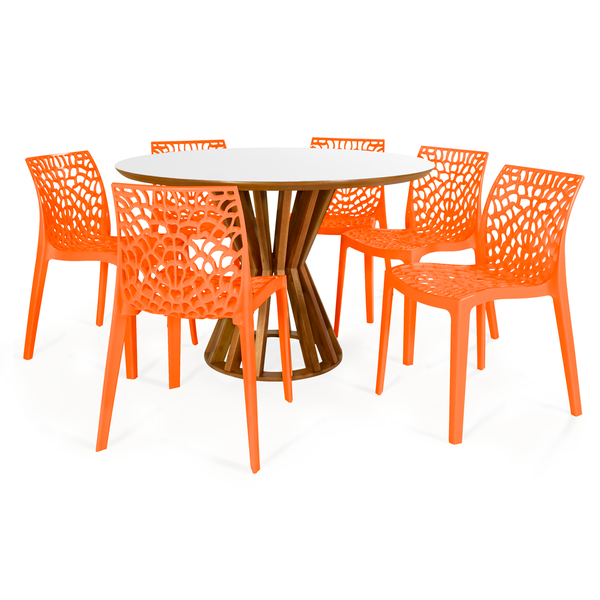 conjunto mesa de jantar redonda cecilia 120cm branca com 4 cadeiras gruvyer 7