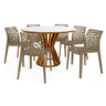 conjunto mesa de jantar redonda cecilia 120cm branca com 4 cadeiras gruvyer 8
