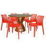 conjunto mesa de jantar redonda cecilia 120cm natural com 4 cadeiras gruvyer 1