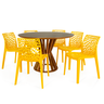 conjunto mesa de jantar redonda cecilia 120cm natural com 4 cadeiras gruvyer 2