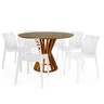 conjunto mesa de jantar redonda cecilia 120cm natural com 4 cadeiras gruvyer 3