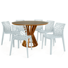 conjunto mesa de jantar redonda cecilia 120cm natural com 4 cadeiras gruvyer 4