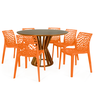 conjunto mesa de jantar redonda cecilia 120cm natural com 4 cadeiras gruvyer 7