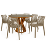 conjunto mesa de jantar redonda cecilia 120cm natural com 4 cadeiras gruvyer 8