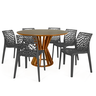 conjunto mesa de jantar redonda cecilia 120cm natural com 4 cadeiras gruvyer 9