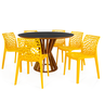 conjunto mesa de jantar redonda cecilia 120cm preta com 4 cadeiras gruvyer 2