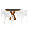 conjunto mesa de jantar redonda cecilia 120cm preta com 4 cadeiras gruvyer 3