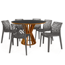 conjunto mesa de jantar redonda cecilia 120cm preta com 4 cadeiras gruvyer 5