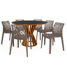 conjunto mesa de jantar redonda cecilia 120cm preta com 4 cadeiras gruvyer 6
