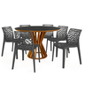 conjunto mesa de jantar redonda cecilia 120cm preta com 4 cadeiras gruvyer 9