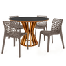 conjunto mesa de jantar redonda cecilia 120cm preta com 4 cadeiras gruvyer 1