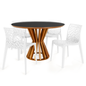 conjunto mesa de jantar redonda cecilia 120cm preta com 4 cadeiras gruvyer 7