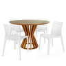 conjunto mesa de jantar redonda cecilia 120cm natural com 4 cadeiras gruvyer 2