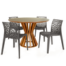 conjunto mesa de jantar redonda cecilia 120cm natural com 4 cadeiras gruvyer 4