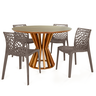 conjunto mesa de jantar redonda cecilia 120cm natural com 4 cadeiras gruvyer 5