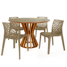 conjunto mesa de jantar redonda cecilia 120cm natural com 4 cadeiras gruvyer 7