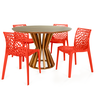 conjunto mesa de jantar redonda cecilia 120cm natural com 4 cadeiras gruvyer 9