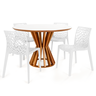 conjunto mesa de jantar redonda cecilia 120cm branca com 4 cadeiras gruvyer 2