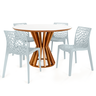 conjunto mesa de jantar redonda cecilia 120cm branca com 4 cadeiras gruvyer 3