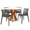 conjunto mesa de jantar redonda cecilia 120cm branca com 4 cadeiras gruvyer 4