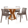 conjunto mesa de jantar redonda cecilia 120cm branca com 4 cadeiras gruvyer 5