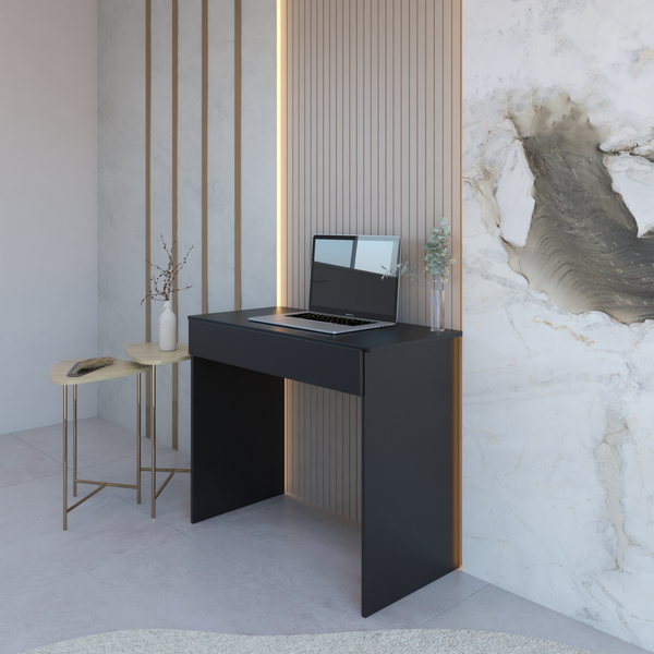 mesa escrivaninha office compacta com 1 gaveta preta magazine decor 2