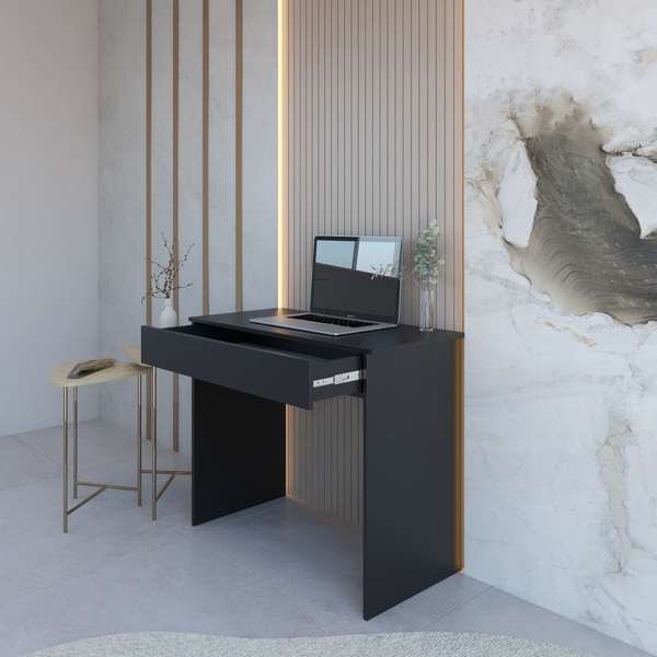 mesa escrivaninha office compacta com 1 gaveta preta magazine decor 3
