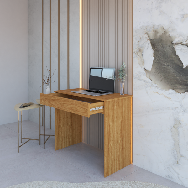 mesa escrivaninha office compacta com 1 gaveta natural magazine decor 3