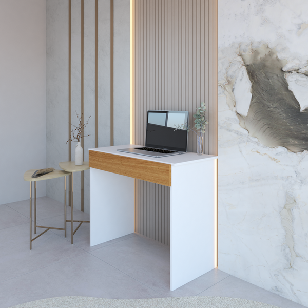 mesa escrivaninha office compacta com 1 gaveta branco natural magazine decor 2