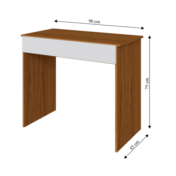 mesa escrivaninha office compacta com 1 gaveta natural e branco magazine decor 2