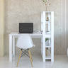 mesa escrivaninha moderna multifuncional com estante 4 prateleiras branca magazine decor 1