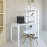 mesa escrivaninha moderna multifuncional com estante 4 prateleiras branca magazine decor 2
