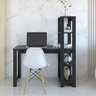 mesa escrivaninha moderna multifuncional com estante 4 prateleiras preta magazine decor 1