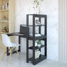 mesa escrivaninha moderna multifuncional com estante 4 prateleiras preta magazine decor 3