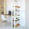 mesa escrivaninha moderna multifuncional com estante 4 prateleiras branca e natural magazine decor 3