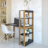 mesa escrivaninha moderna multifuncional com estante 4 prateleiras natural e preto magazine decor 3