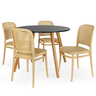 conjunto mesa de jantar redonda laura 100cm preta com 4 cadeiras roma 1