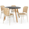 conjunto mesa de jantar redonda laura 100cm preta com 4 cadeiras roma 3