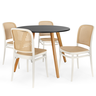 conjunto mesa de jantar redonda laura 100cm preta com 4 cadeiras roma 4