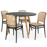 conjunto mesa de jantar redonda laura 120cm preta com 4 cadeiras roma 1