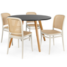 conjunto mesa de jantar redonda laura 120cm preta com 4 cadeiras roma 2