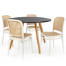 conjunto mesa de jantar redonda laura 120cm preta com 4 cadeiras roma 3