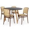 conjunto mesa de jantar redonda laura 120cm preta com 4 cadeiras roma 4