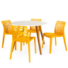 conjunto mesa de jantar redonda laura 100cm branca com 4 cadeiras gruvyer 2