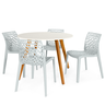 conjunto mesa de jantar redonda laura 100cm branca com 4 cadeiras gruvyer 4