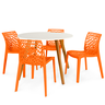 conjunto mesa de jantar redonda laura 100cm branca com 4 cadeiras gruvyer 6
