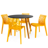 conjunto mesa de jantar redonda laura 100cm preta com 4 cadeiras gruvyer 2