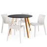 conjunto mesa de jantar redonda laura 100cm preta com 4 cadeiras gruvyer 3