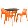 conjunto mesa de jantar redonda laura 100cm preta com 4 cadeiras gruvyer 6