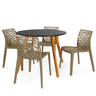 conjunto mesa de jantar redonda laura 100cm preta com 4 cadeiras gruvyer 7